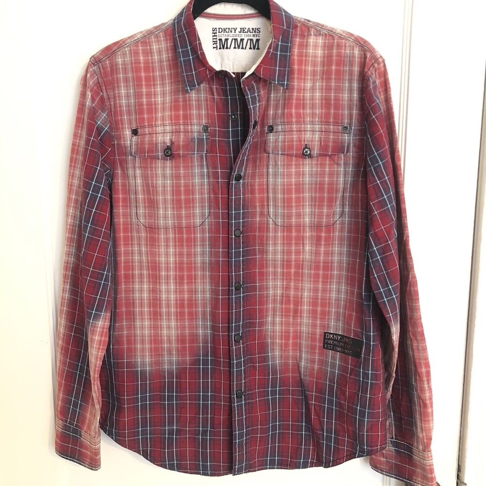 DKNY Dip Dye Size M Mens Western Ranch Wear Premium Ombre Shirt Cowboys